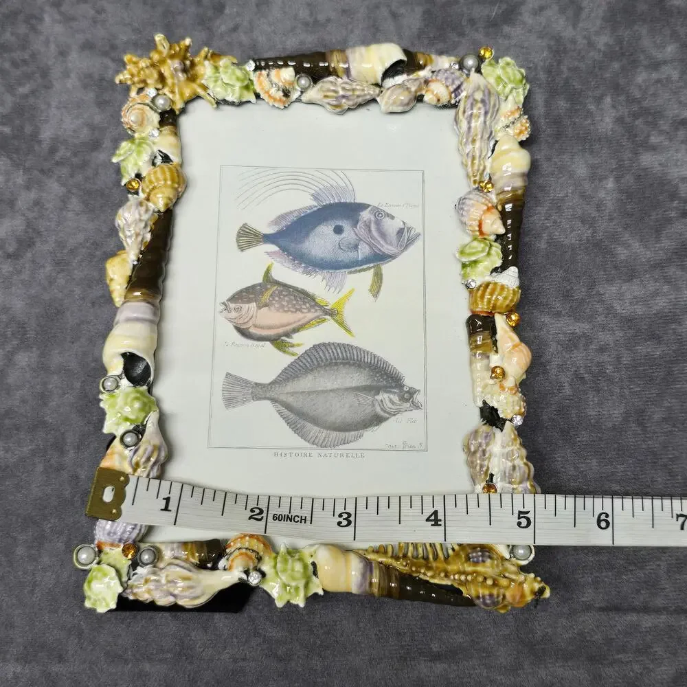 Sanibel Austrian Crystal by Two's Company Seashell Encrusted 5x7 Picture Frame